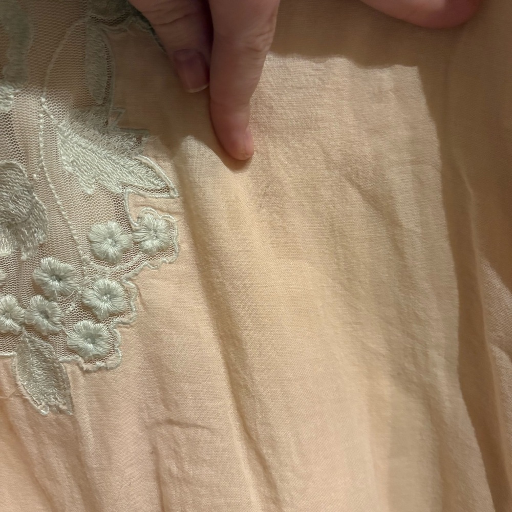 Free People Shimla Peach Oversized Peasant Top Floral Lace - XS - Picture 9 of 10